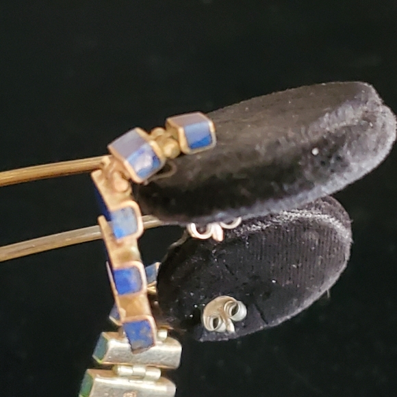 Vintage Articulated Sterling Lapis Earrings - Picture 7 of 8